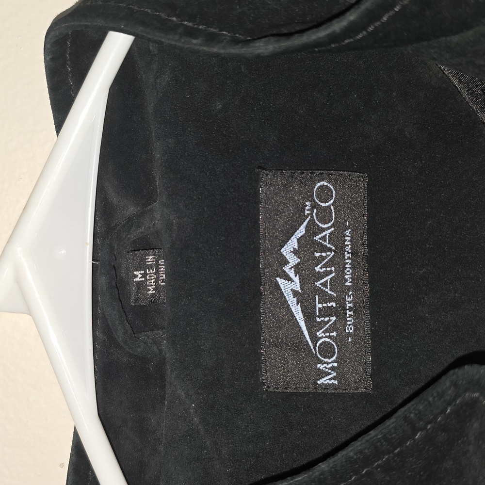 Montanaco Butte Montana Womens Vest Suede Embroidered Feathers Black Size M - Picture 2 of 7